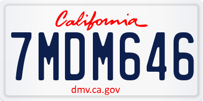 CA license plate 7MDM646