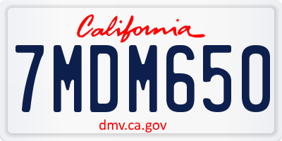 CA license plate 7MDM650