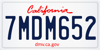 CA license plate 7MDM652
