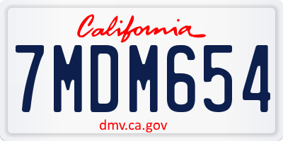 CA license plate 7MDM654