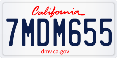 CA license plate 7MDM655