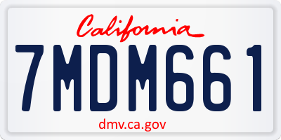 CA license plate 7MDM661