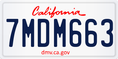 CA license plate 7MDM663