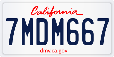 CA license plate 7MDM667
