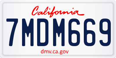 CA license plate 7MDM669