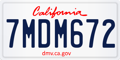 CA license plate 7MDM672