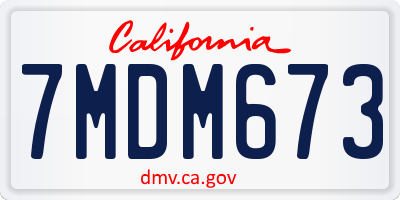 CA license plate 7MDM673