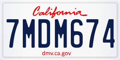 CA license plate 7MDM674