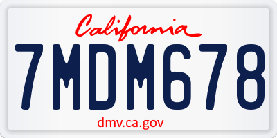 CA license plate 7MDM678