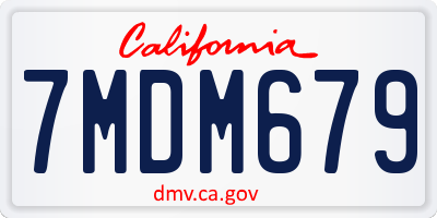 CA license plate 7MDM679