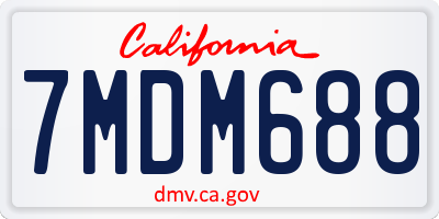 CA license plate 7MDM688