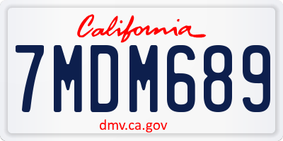 CA license plate 7MDM689