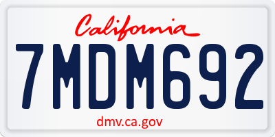 CA license plate 7MDM692