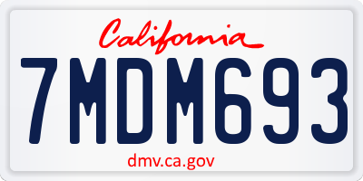 CA license plate 7MDM693