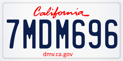 CA license plate 7MDM696