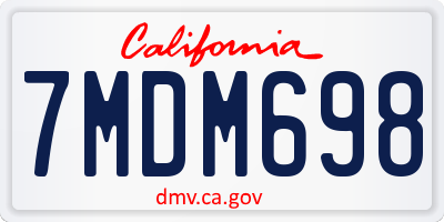CA license plate 7MDM698