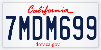CA license plate 7MDM699