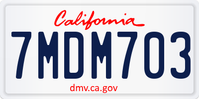 CA license plate 7MDM703
