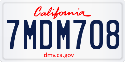 CA license plate 7MDM708