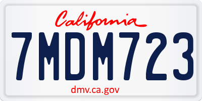 CA license plate 7MDM723