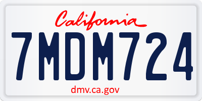 CA license plate 7MDM724