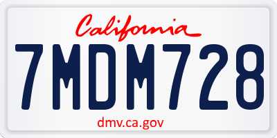 CA license plate 7MDM728