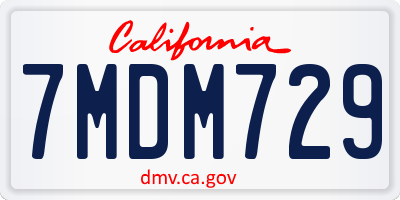 CA license plate 7MDM729