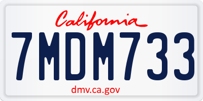 CA license plate 7MDM733