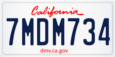 CA license plate 7MDM734