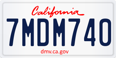 CA license plate 7MDM740
