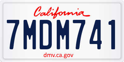 CA license plate 7MDM741