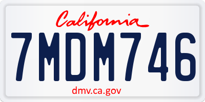 CA license plate 7MDM746