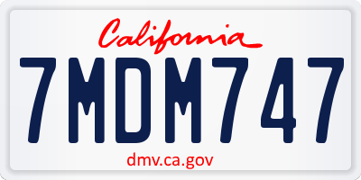 CA license plate 7MDM747