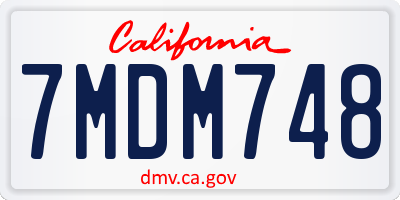 CA license plate 7MDM748