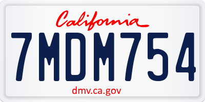 CA license plate 7MDM754