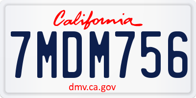 CA license plate 7MDM756