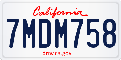 CA license plate 7MDM758