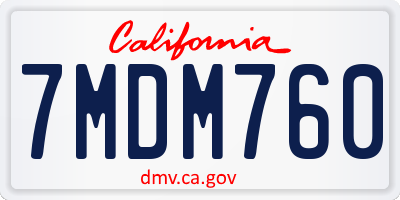 CA license plate 7MDM760