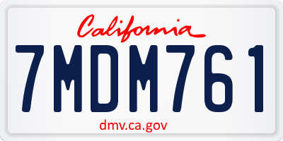 CA license plate 7MDM761
