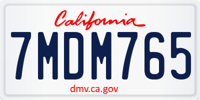 CA license plate 7MDM765
