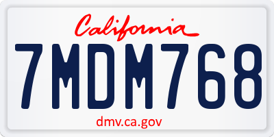 CA license plate 7MDM768