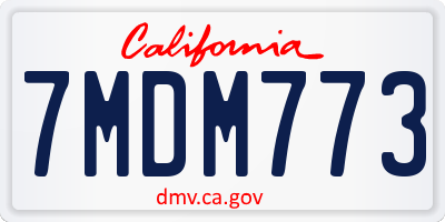CA license plate 7MDM773