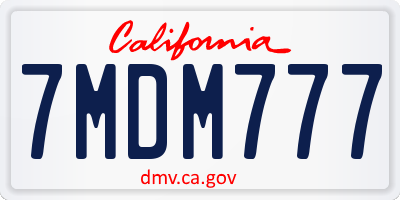 CA license plate 7MDM777