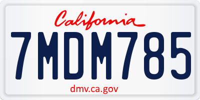 CA license plate 7MDM785