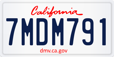 CA license plate 7MDM791