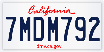 CA license plate 7MDM792