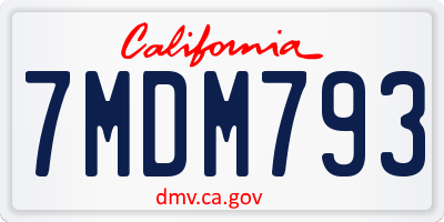 CA license plate 7MDM793