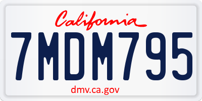 CA license plate 7MDM795
