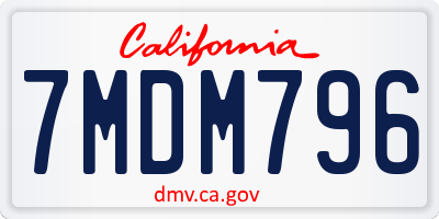CA license plate 7MDM796