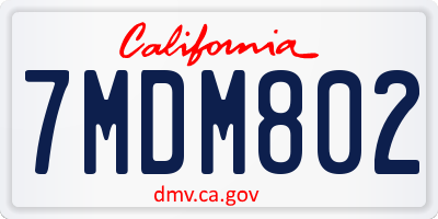 CA license plate 7MDM802